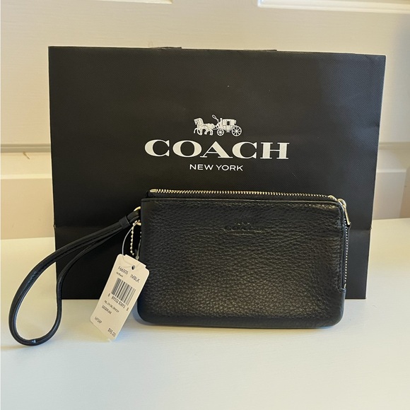 Coach Handbags - Coach Black Leather Double Zip Wristlet